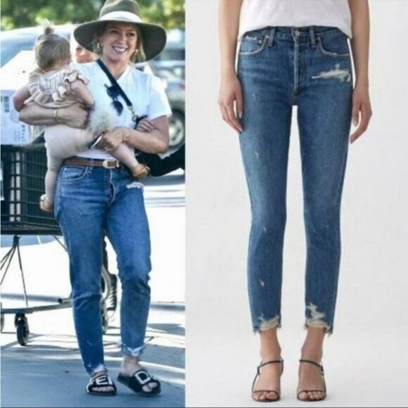 AGOLDE Jamie High Rise Classic Jeans in GRADE Chew Hem  size 25 - Picture 2 of 8